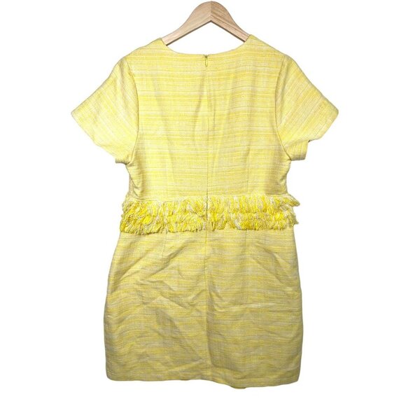 Julie Brown JB NYC Sunshine Yellow Sheath Dress tiered fringe size 12 - Picture 4 of 9